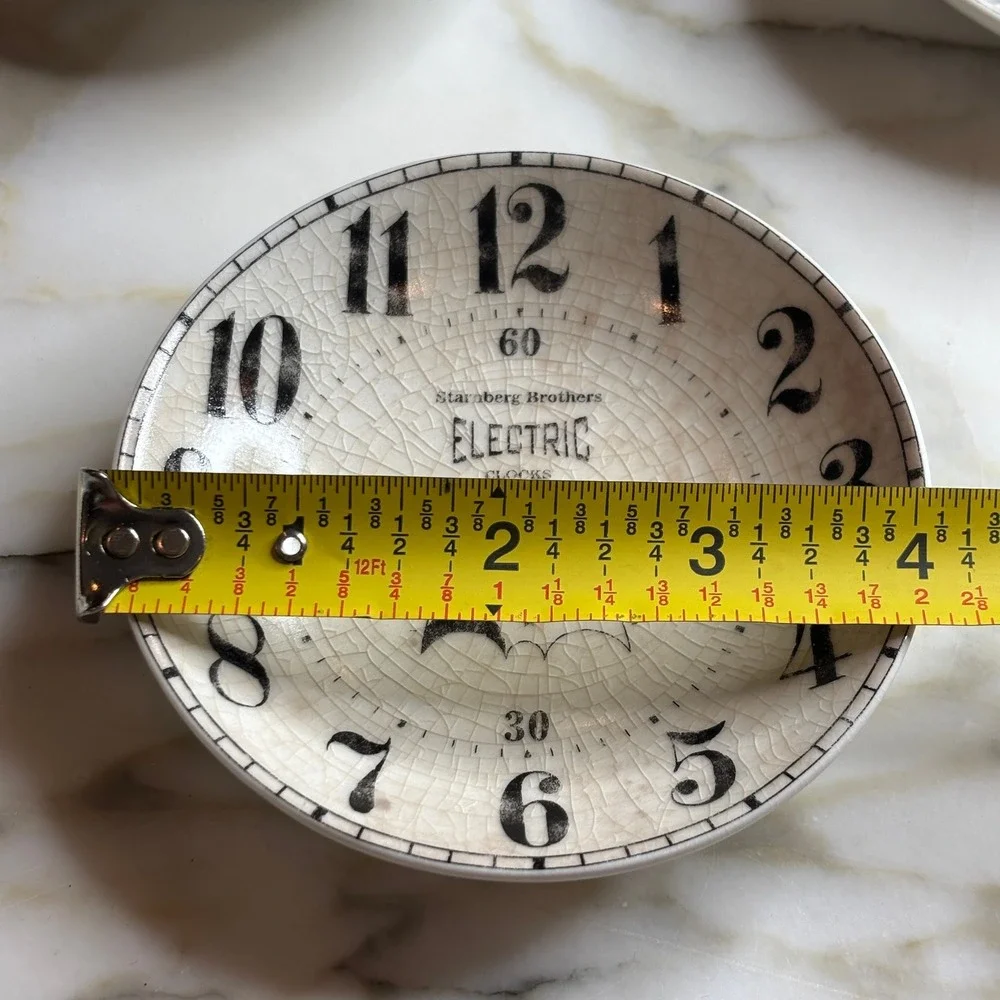 Pottery Barn Tabletop Vintage Style Clock Face Dipping Bowls Cream Black 4 Set